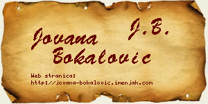 Jovana Bokalović vizit kartica